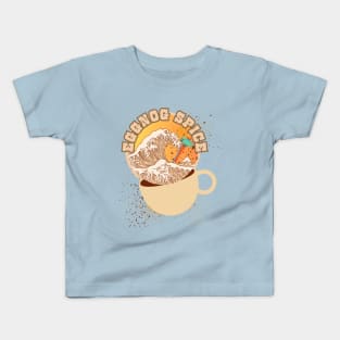 Great Wave of Eggnog Spice. Holiday Coffee Tsunami Cascadia Style Kids T-Shirt